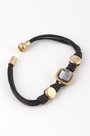 Golden Jewel Detailed Strap Tied Bracelet 5ACC6